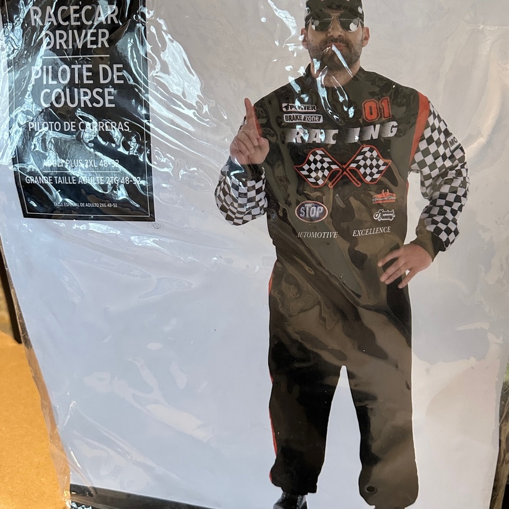 Racecar Driver Costume with Checkered Sleeves